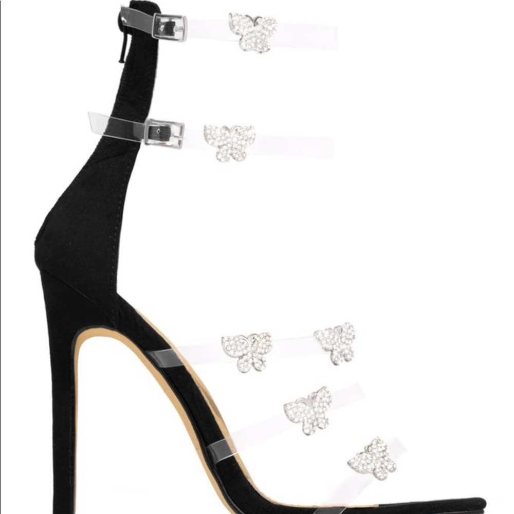 Clear straps with butterflies heals